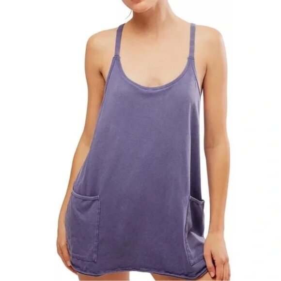 Free People Dresses & Skirts - NWOT Free People Hot Shot Mini Dress Blue Indigo- size LARGE